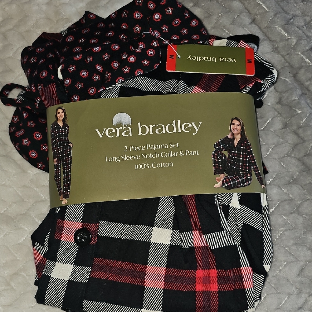Vera Bradley Black and Red Plaid Pajama Set